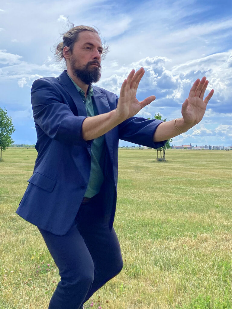 Marton Nagy pushing (An) within a tai-ji quan form.