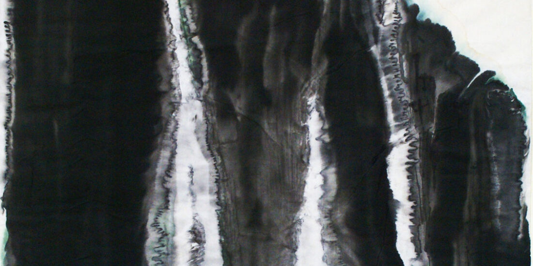 Waterfall, 2004, painting. bruch and Chinese ink on paper. a. 150 x 50 cm