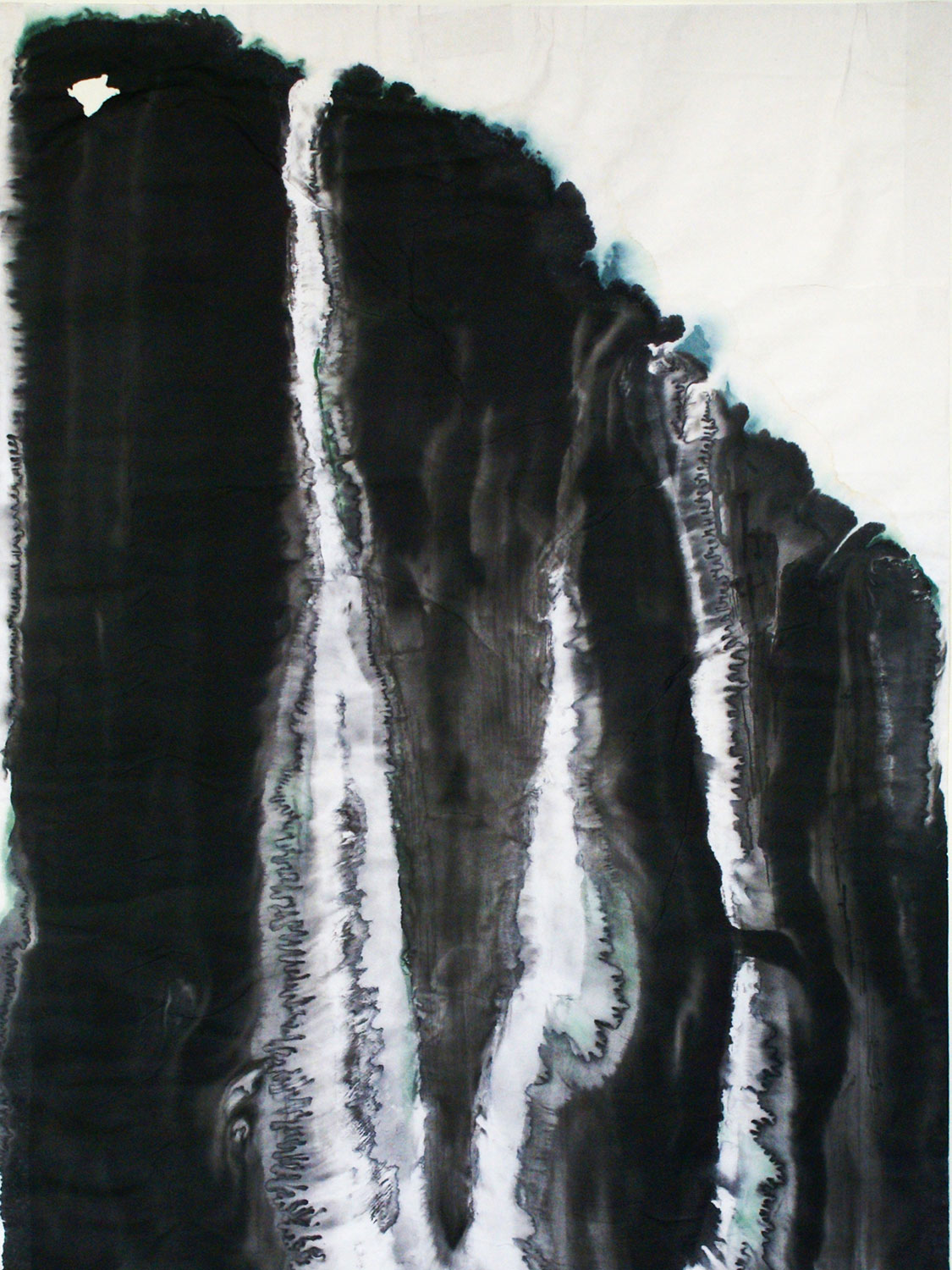 Waterfall, 2004, painting. bruch and Chinese ink on paper. a. 150 x 50 cm