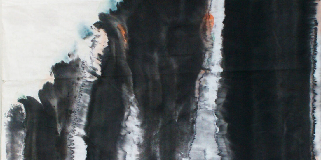 Waterfall I(mirror painting of Waterfall I), 2004, brush and Chinese ink on paper, a. 150x50cm