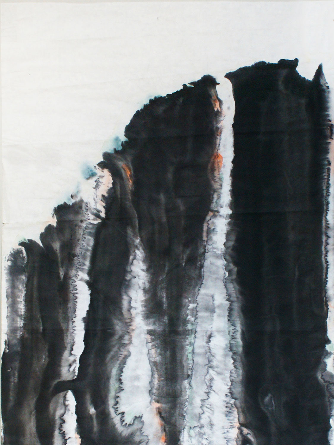Waterfall I(mirror painting of Waterfall I), 2004, brush and Chinese ink on paper, a. 150x50cm
